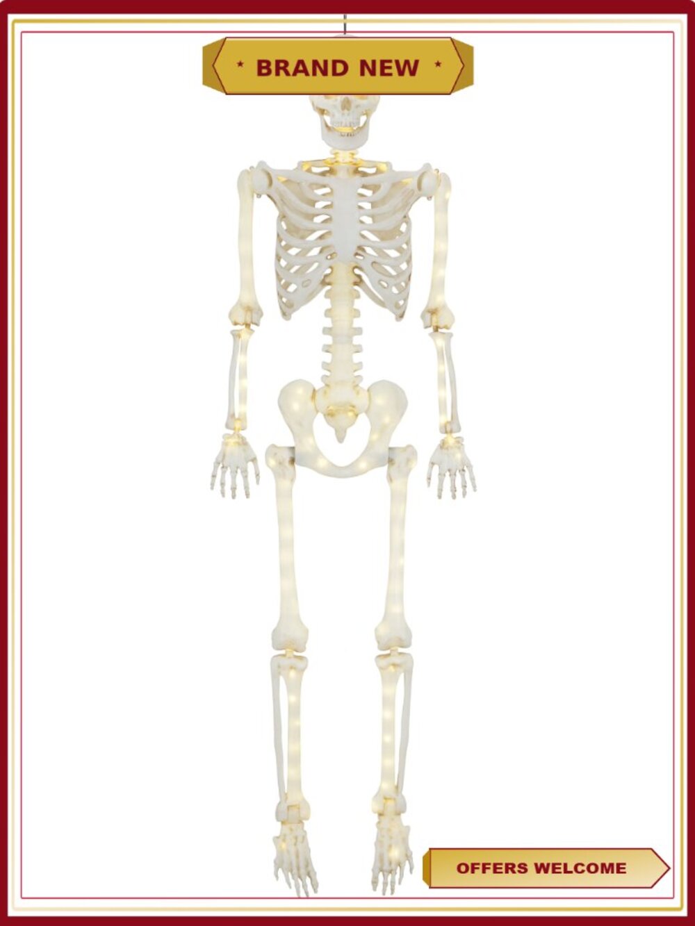 5ft Poseable LED Illuminated Skeleton Halloween Decoration